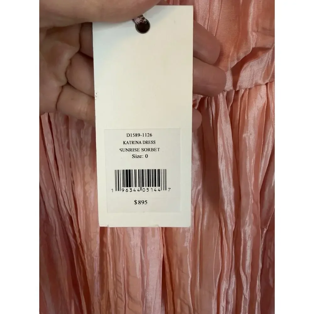 LoveShackFancy Katrina Dress Sunrise Sorbet Strapless Maxi Crystal Brooch 0 NWT - Picture 7 of 16